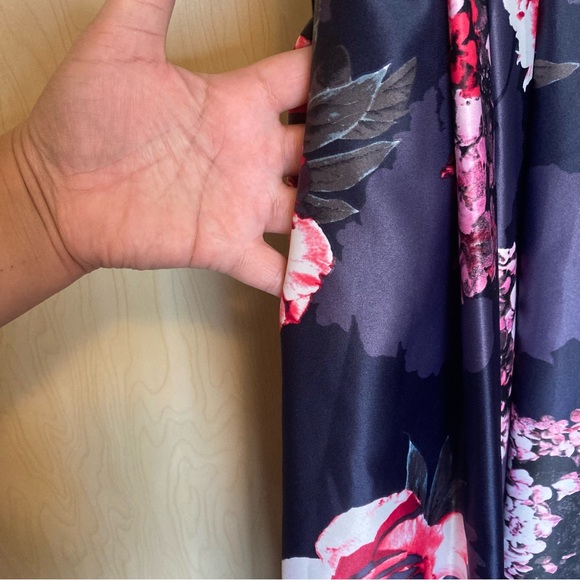 Betsy & Adam 6 Blue Floral Off Shoulder Dress Sleeveless Long Maxi Sheer Waist - Picture 10 of 12